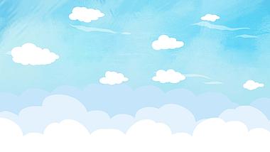 原创卡通蓝天白云梦幻动态视频背景视频的预览图
