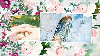 清新水彩花朵花瓣婚礼图文相册片头视频的预览图