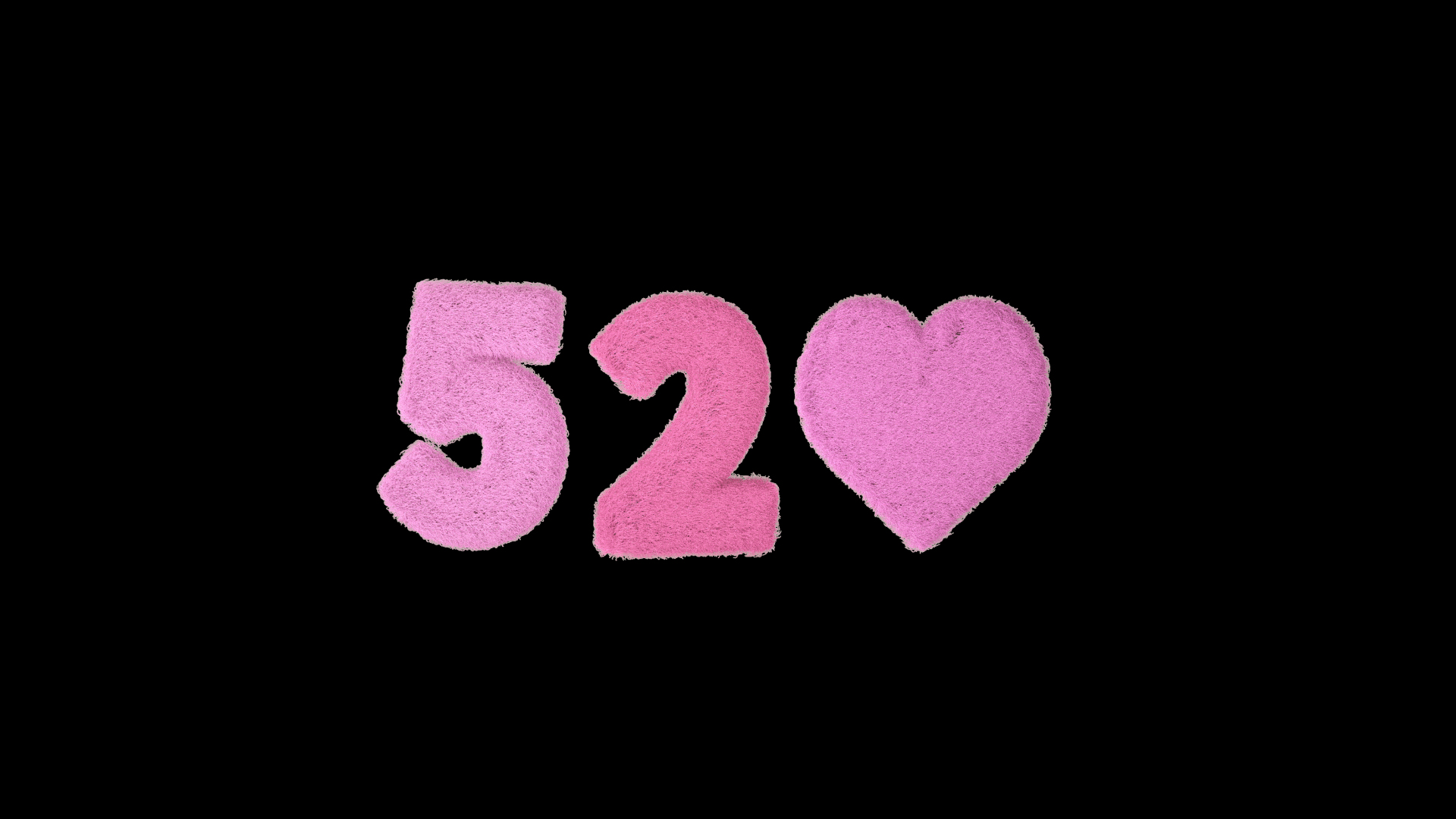 毛绒C4D立体3D粉色520艺术字爱心视频的预览图