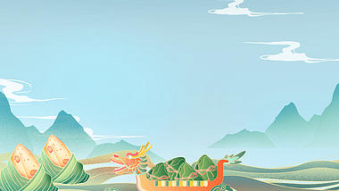 端午节中国风粽子龙舟山水画国潮视频背景视频的预览图