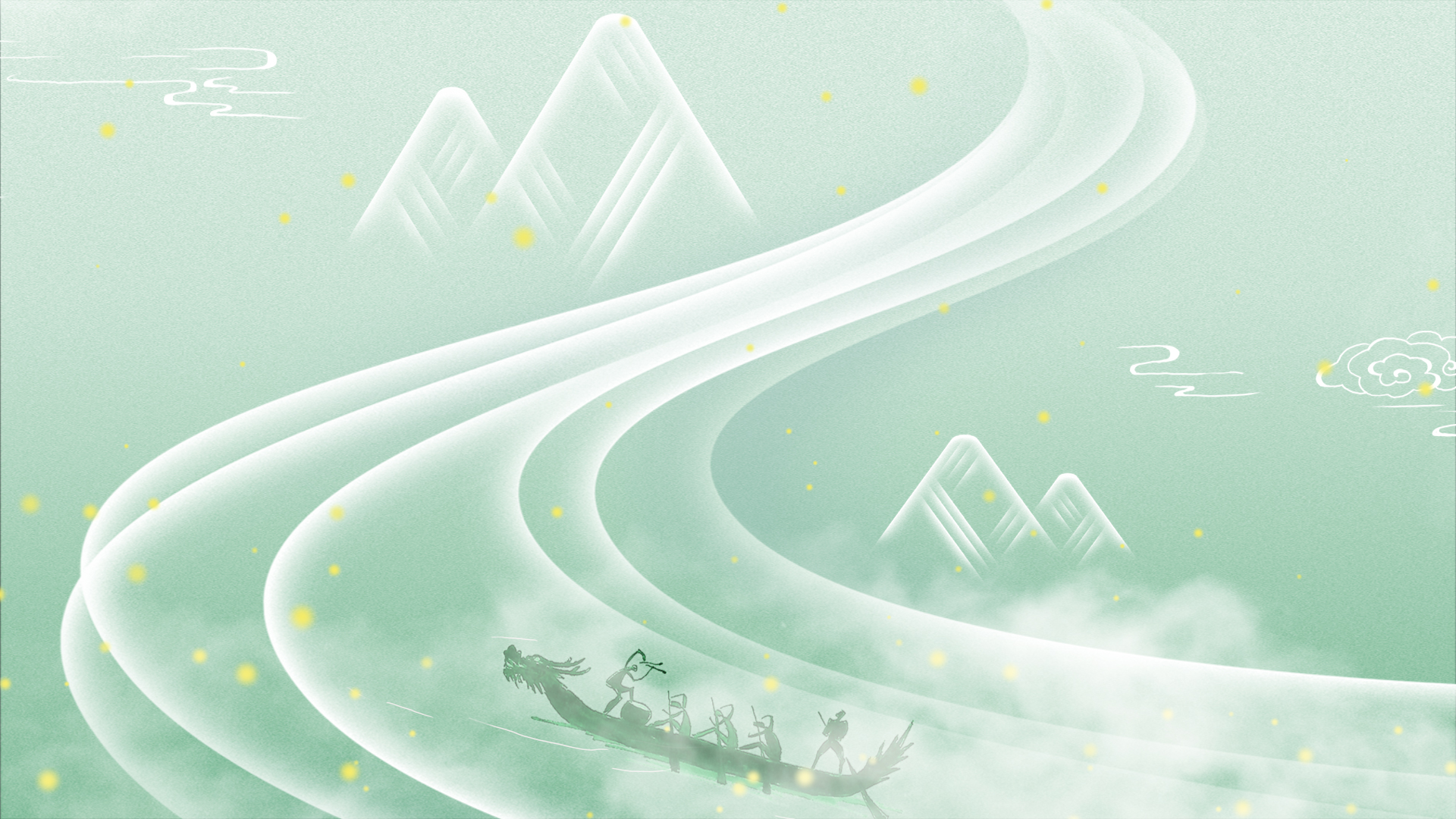 原创中国风端午节龙舟粽子绿色清新创意动态背景视频的预览图