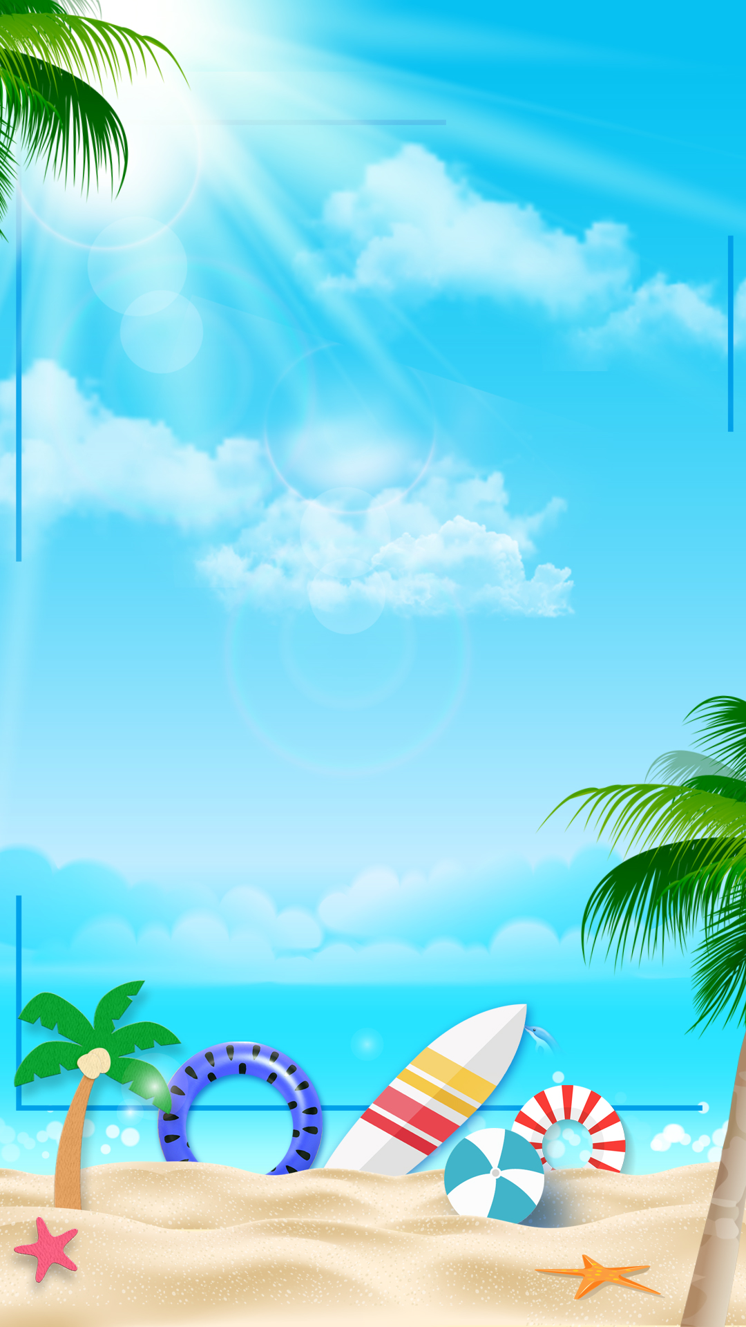 夏天沙滩海滩旅游度假假期清凉椰树蓝天竖版视频背景海报视频的预览图