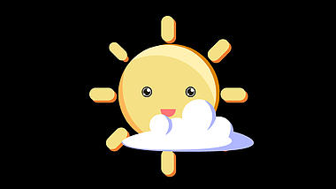 白云漂浮黄色炎热旋转太阳可爱卡通扁平风天气预报视频的预览图