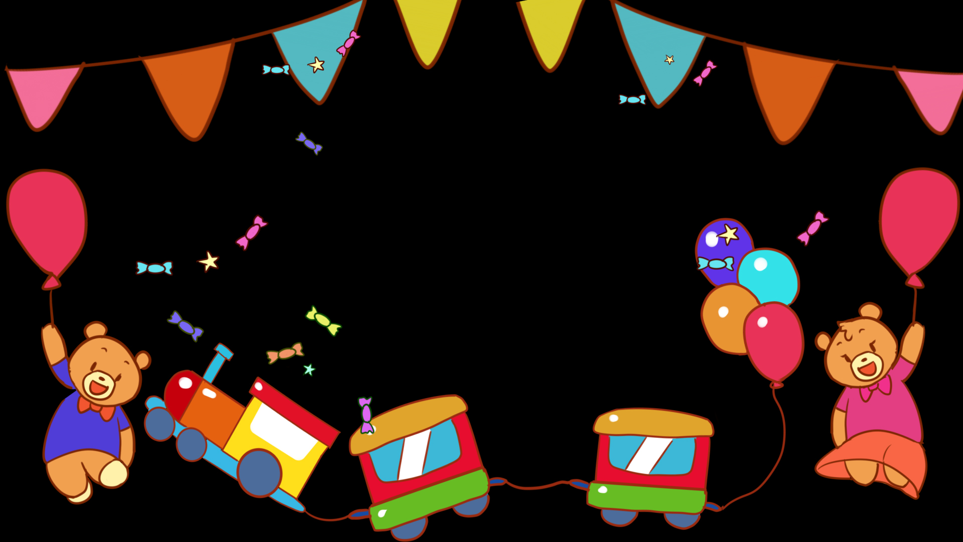 儿童节六一61可爱玩具小熊气球火车边框庆祝视频的预览图
