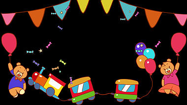 儿童节六一61可爱玩具小熊气球火车边框庆祝视频的预览图