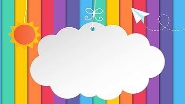 原创六一儿童节云朵彩虹条卡通动态视频背景视频的预览图