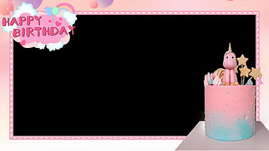 原创生日会独角兽蛋糕粉色渐变视频边框视频的预览图