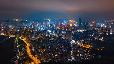 8K震撼航拍延时贵阳市区城市灯光夜景天际线视频的预览图