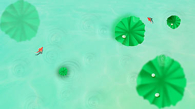原创夏季绿色池塘夏日金鱼荷叶背景视频ae模版视频的预览图