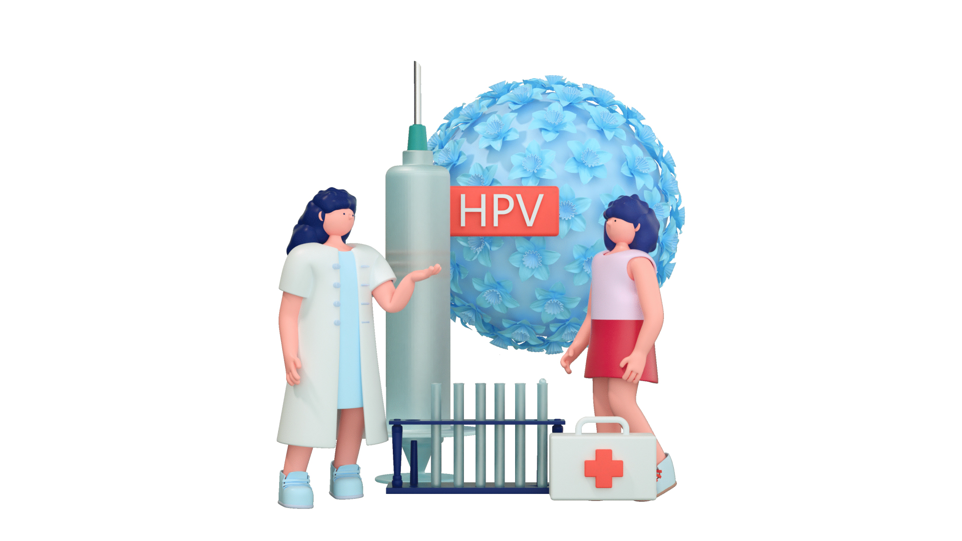 C4D立体3DHPV疫苗医生女性人物疫苗视频的预览图