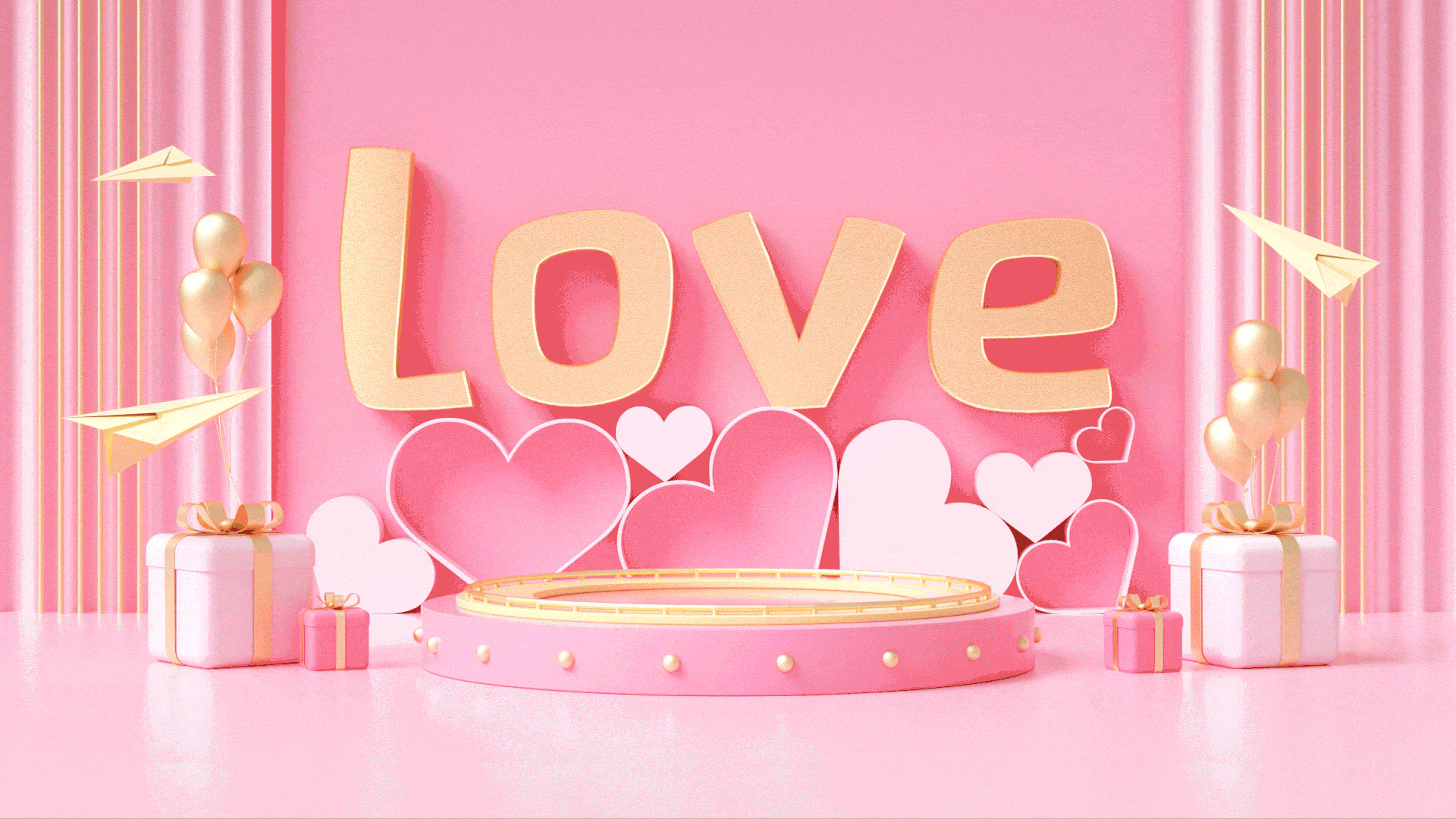 C4D粉色520情人节love3D立体视频视频的预览图