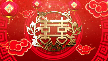 喜庆中式婚礼婚庆祝福文字片头视频ae模板视频的预览图
