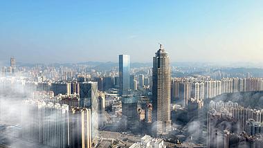 4K航拍城市云雾中的高楼大厦视频的预览图