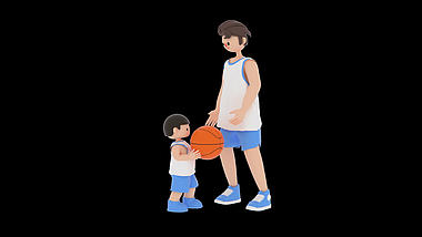 C4D立体3D父亲节父亲给儿子篮球视频的预览图
