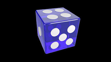 C4D立体3D蓝色玻璃骰子旋转视频的预览图