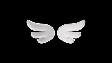 C4D立体3D挥动的白色天使翅膀视频的预览图