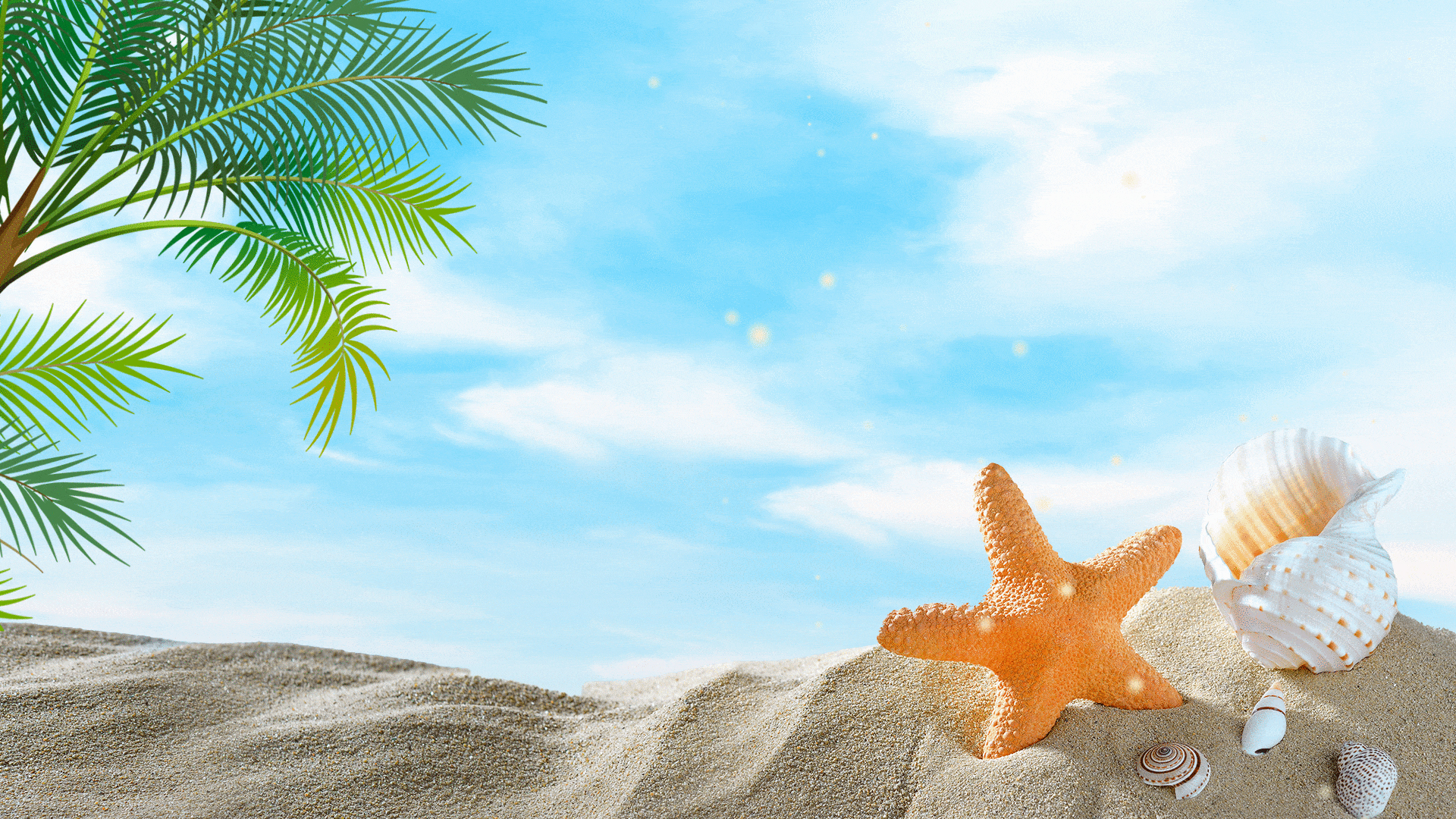 夏天沙滩天空海星沙蓝色视频背景视频的预览图