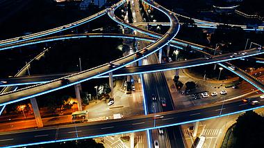 4K苏州城市高架夜晚车流移动延时视频的预览图