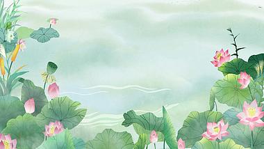 原创夏天荷塘绿色中国风唯美景色动态视频背景视频的预览图