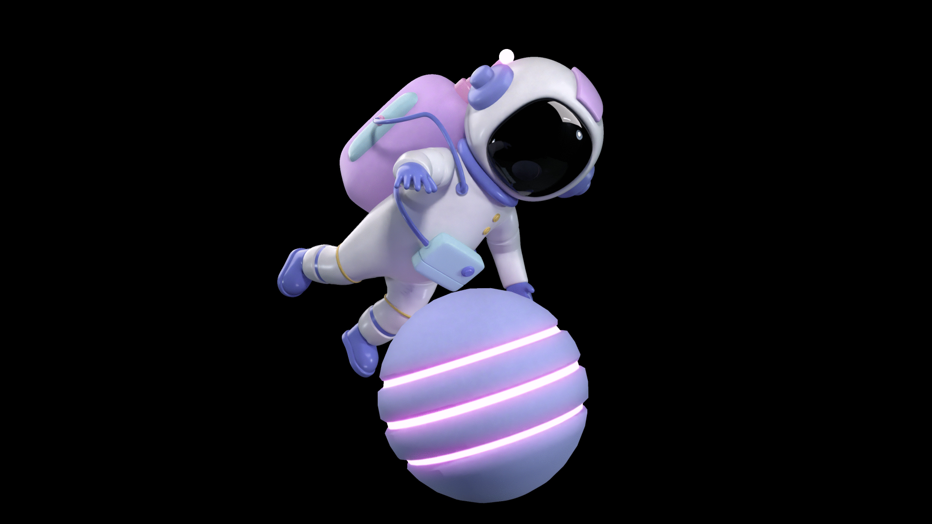 C4D立体3D宇航员发光旋转的球宇航员视频的预览图