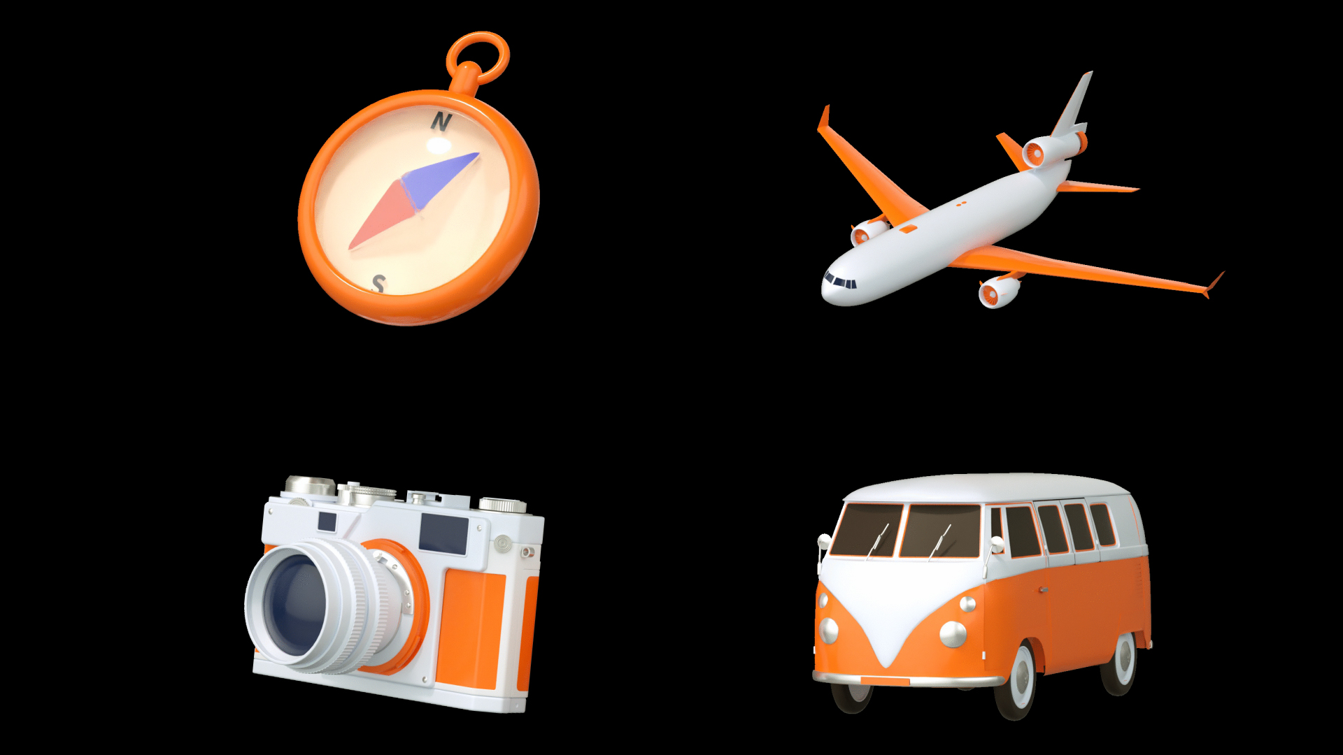 C4D立体3D橙色旅行图标视频的预览图