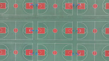 4k航拍学校毕业季空操场篮球场视频的预览图