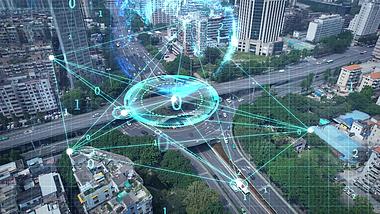 大气蓝色科技城市智慧城市背景视频的预览图