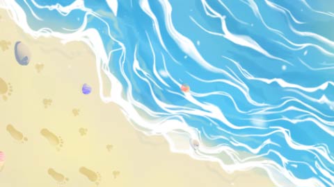 原创夏天沙滩海水涨落蓝色卡通海边动态背景视频的预览图