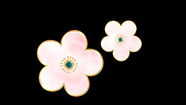 原创视频挂件装饰立体浮雕金边植物桃花花朵装饰视频的预览图