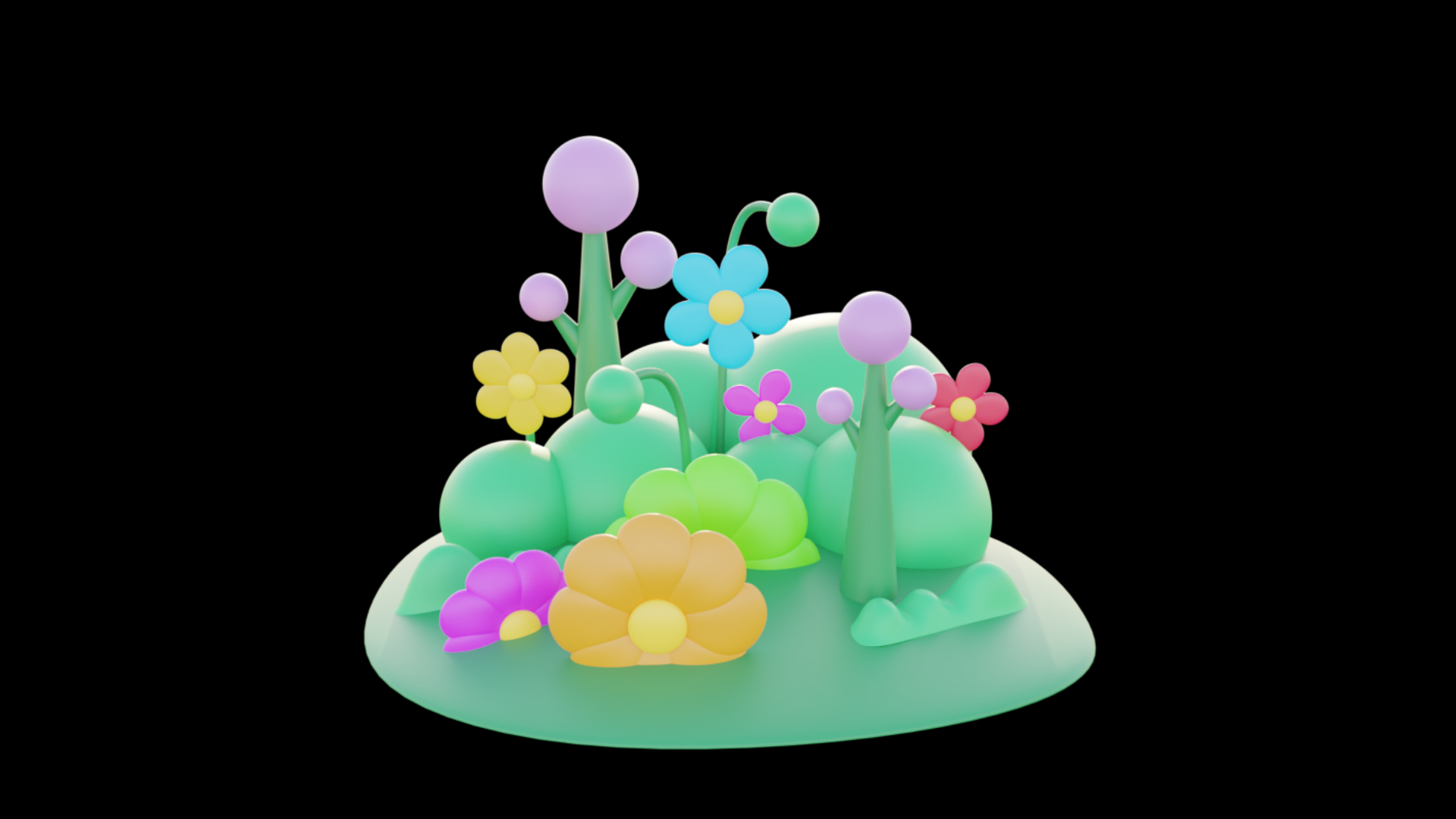 原创视频挂件装饰3D立体花草树木微景观C4D视频的预览图