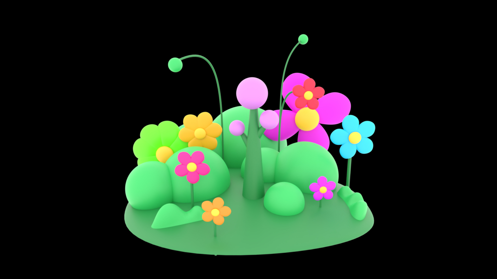 原创视频三维动态挂件装饰3D立体公园花草树木景观C4D视频的预览图
