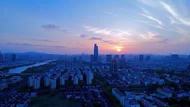 苏州吴中经济开发区傍晚日落逆光航拍视频4k视频的预览图