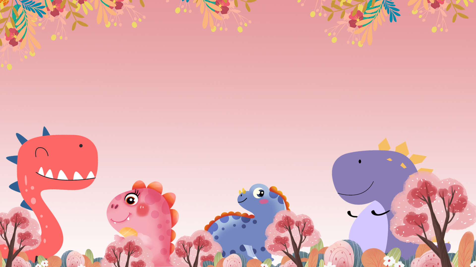 原创可爱恐龙动物园暑假假期动物粉色视频背景视频的预览图
