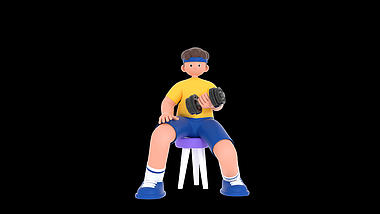 原创三维动态练肌肉健身锻炼人物3D立体C4D视频的预览图