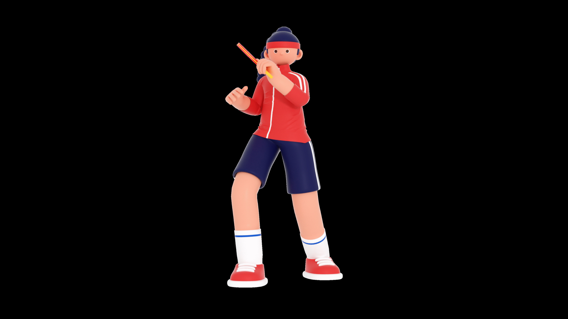 原创三维动态C4D立体3D女性运动员打乒乓球挥拍视频的预览图