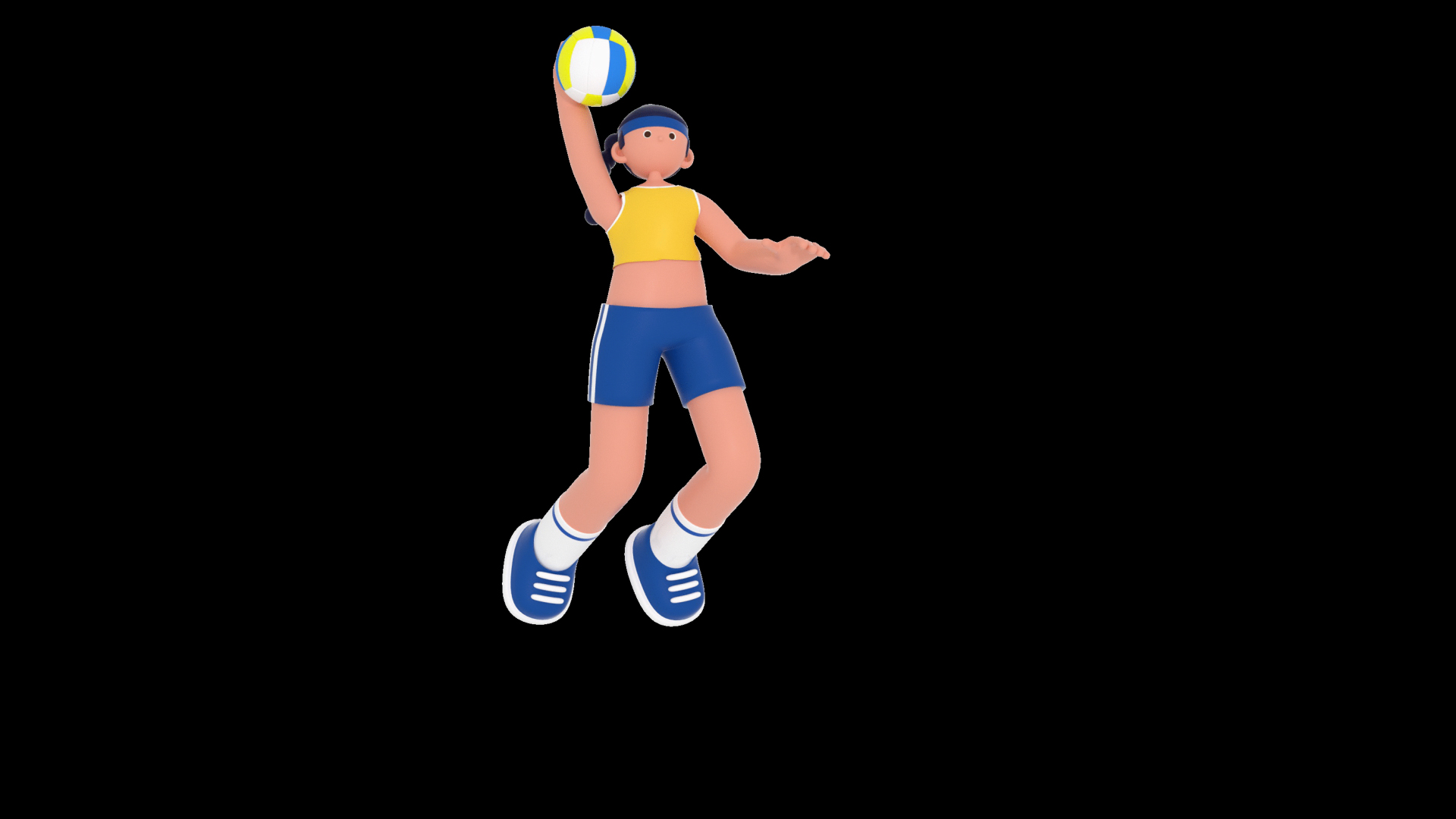 原创三维动态C4D立体3D女运动员打排球排球视频的预览图