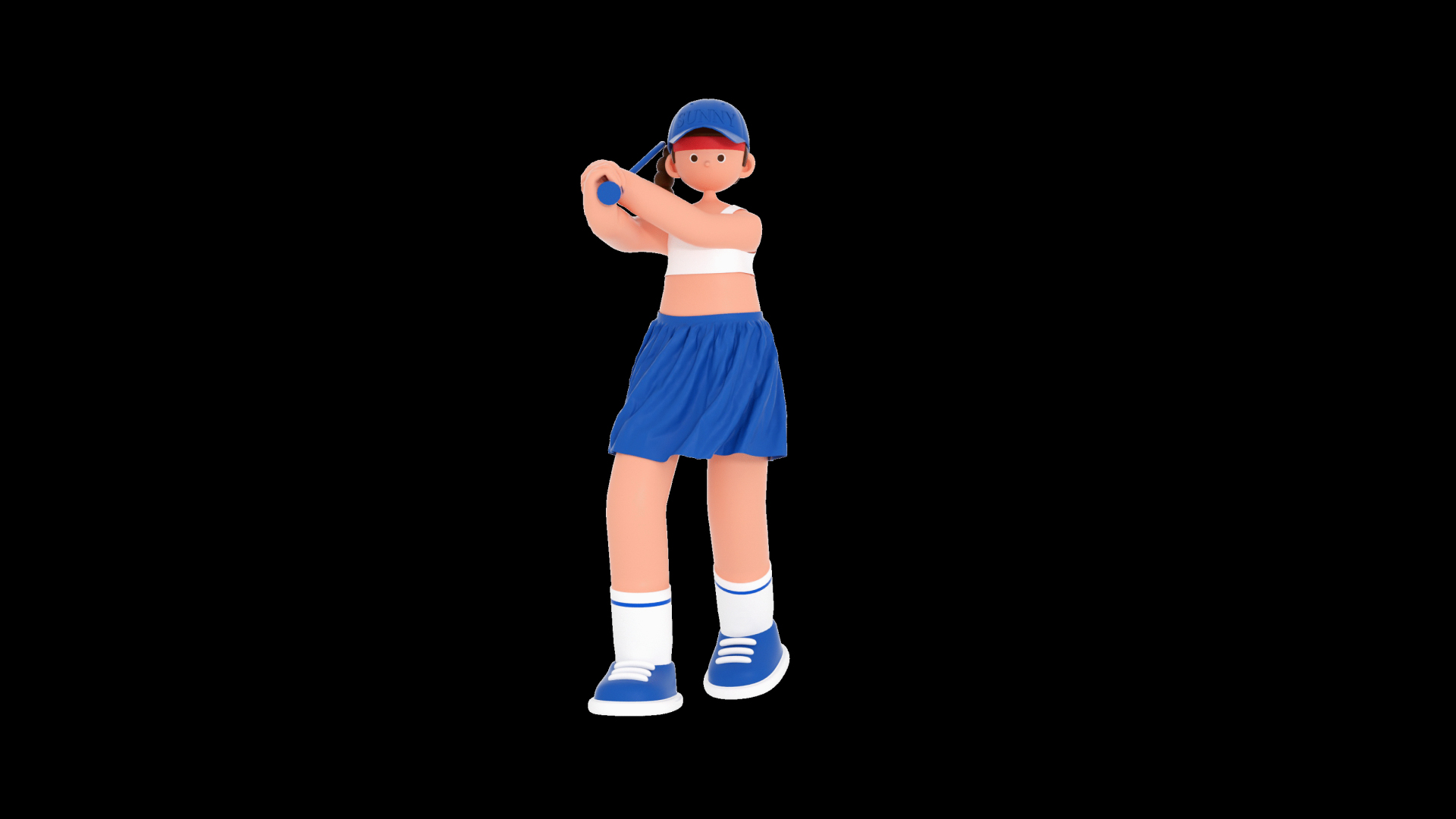 原创三维动态C4D立体3D女运动员打网球挥拍网球视频的预览图