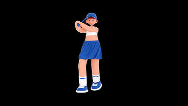 原创三维动态C4D立体3D女运动员打网球挥拍网球视频的预览图