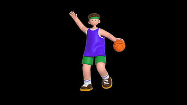 原创三维动态3D立体c4d打篮球健身锻炼人物立体视频的预览图