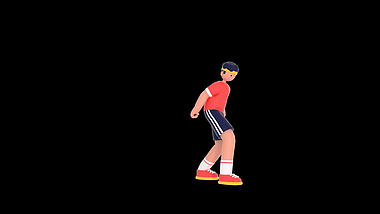 原创三维动态C4D立体3D人物男性运动员踢足球视频的预览图