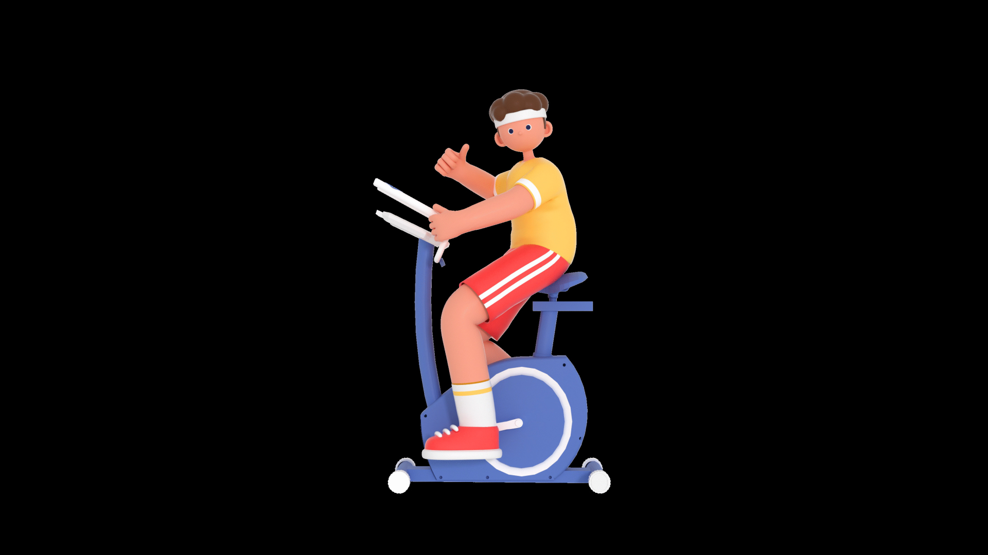 原创三维动态C4D立体3D人物骑动感单车锻炼视频的预览图