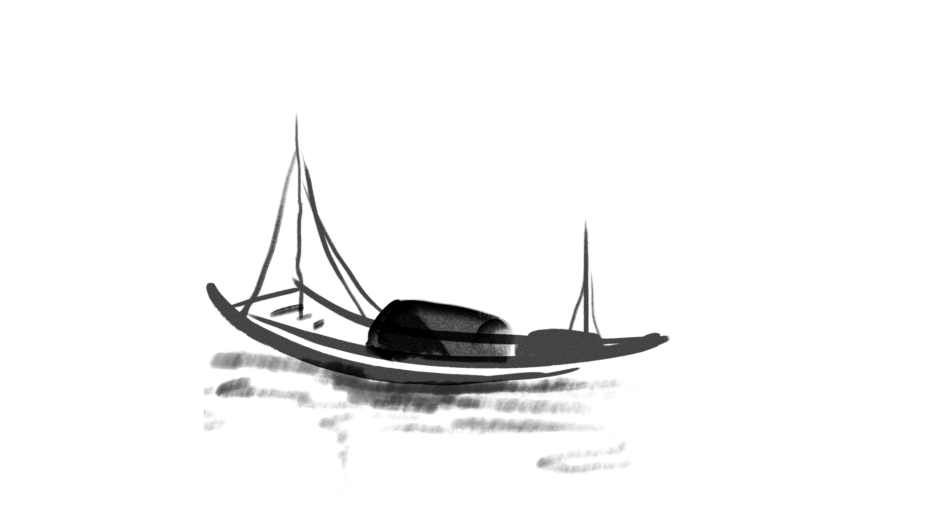 原创挂件装饰中国风划桨水墨渔船水墨视频的预览图
