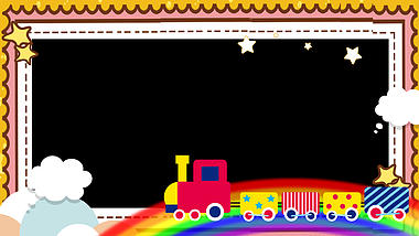 原创六一儿童节61彩虹小火车星星云朵底纹边框视频的预览图