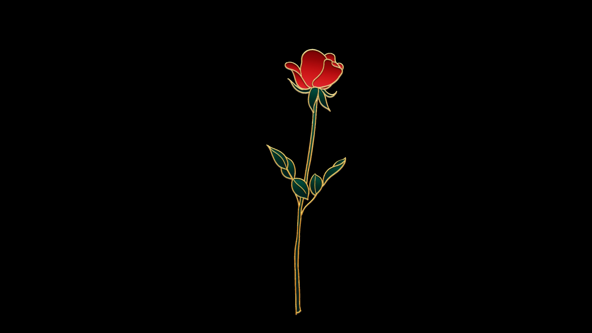 原创挂件装饰七夕情人节立体金边国潮风玫瑰花中国风视频的预览图