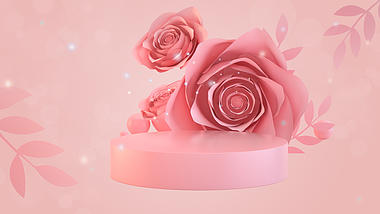 原创C4D立体粉色玫瑰花铺满屏情人节七夕浪漫背景视频的预览图