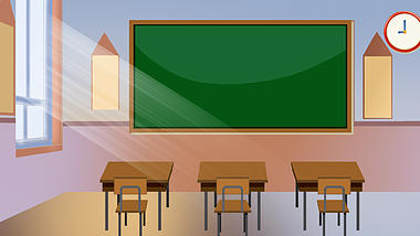 原创教室教学学习课桌教育MG扁平视频背景视频的预览图