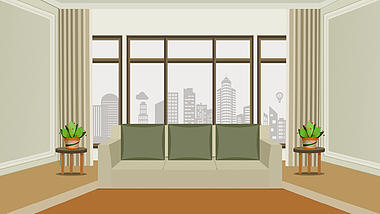 原创扁平空间客厅室内场景沙发mg视频背景视频的预览图