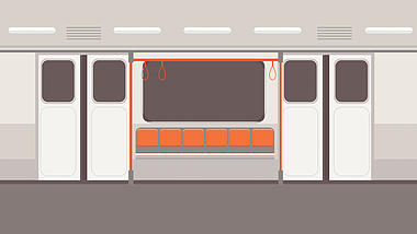 原创地铁运行公共交通车厢场景出行视频扁平MG背景视频的预览图
