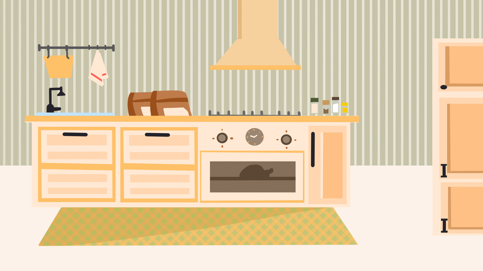 原创厨房橱柜房屋场景室内视频背景扁平MG视频的预览图