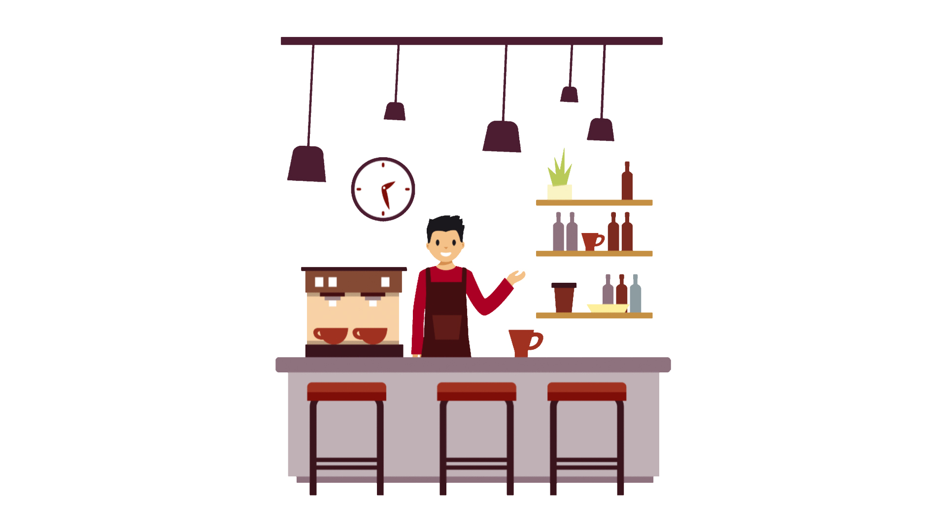 原创挂件装饰咖啡馆咖啡厅扁平MG场景视频的预览图